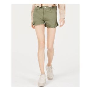 T.D.C. Womens Green Ruffled Shorts 0